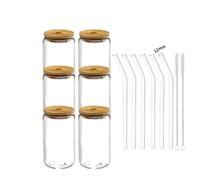 Verres Coniques et Couvercle en Bambou avec Paille
