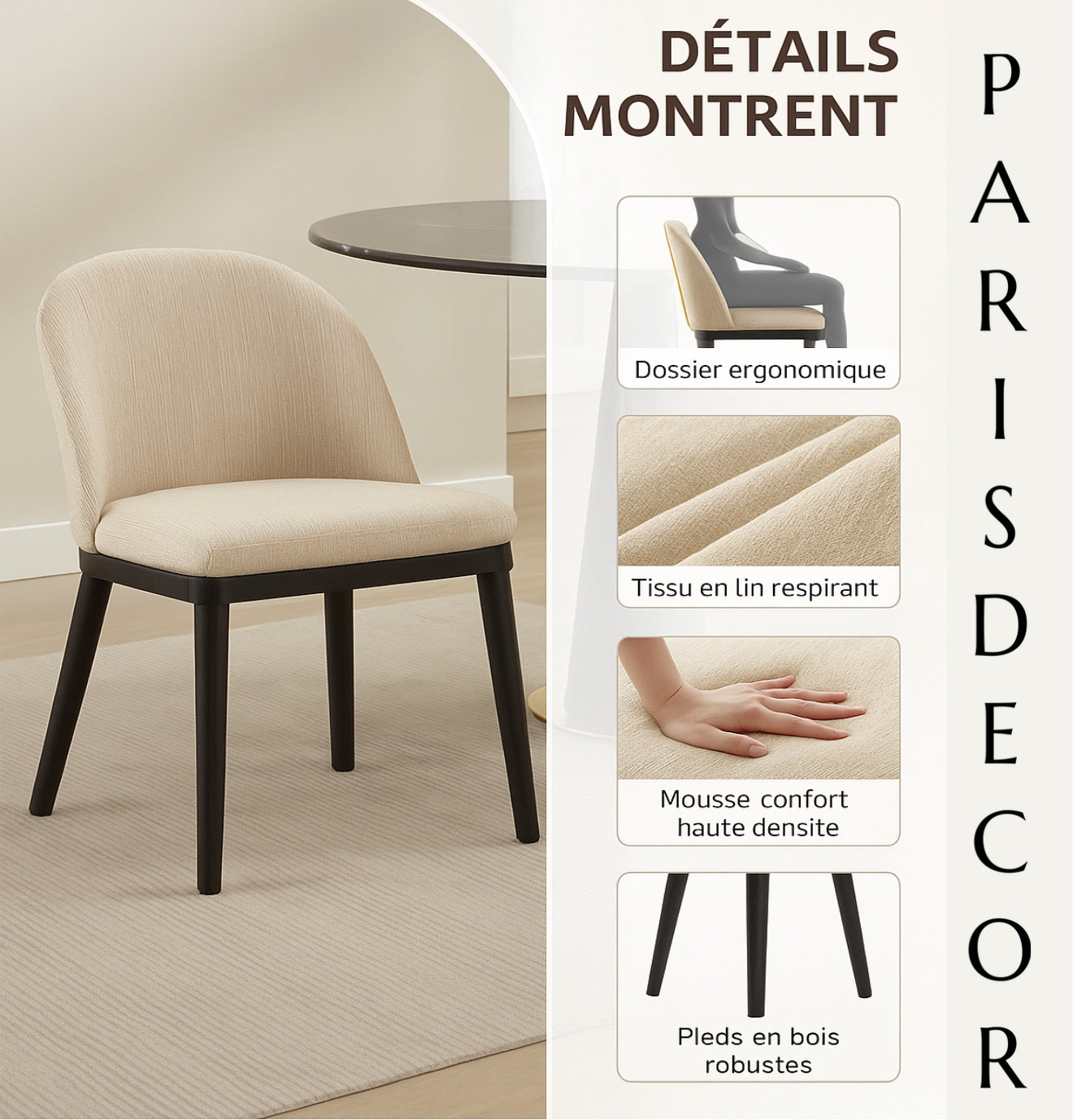 2 Chaises Harmonie Bois & Lin