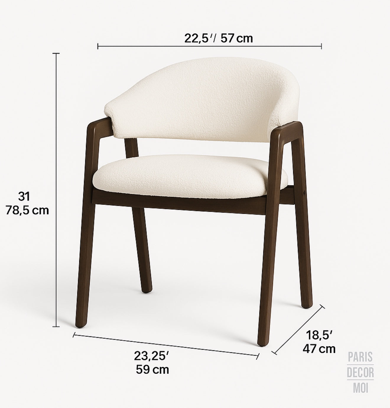 2 Chaises Montaigne Bois & Bouclé