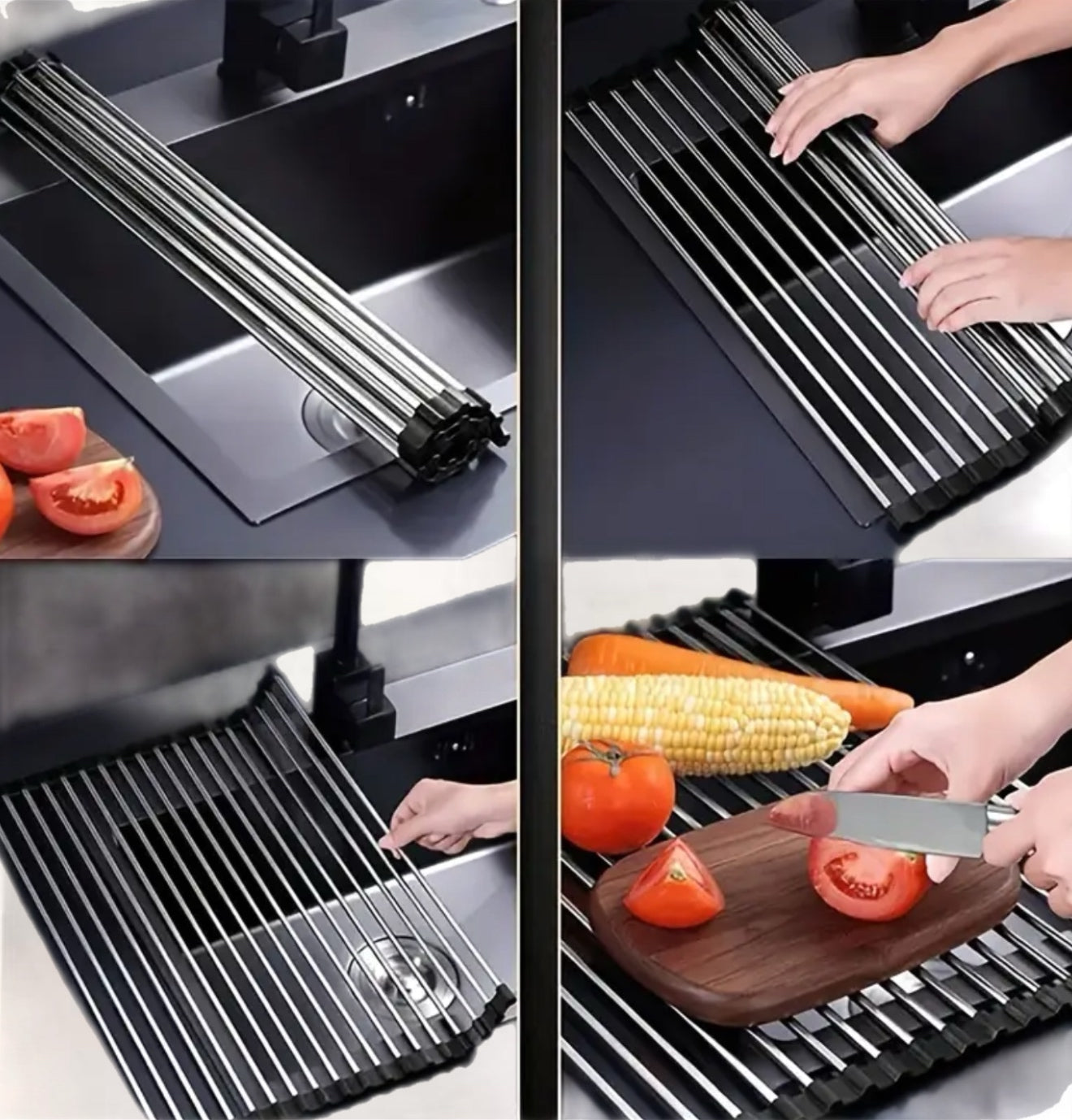 Égouttoir à Vaisselle en Acier Inoxydable – Design Extensible et Pliable