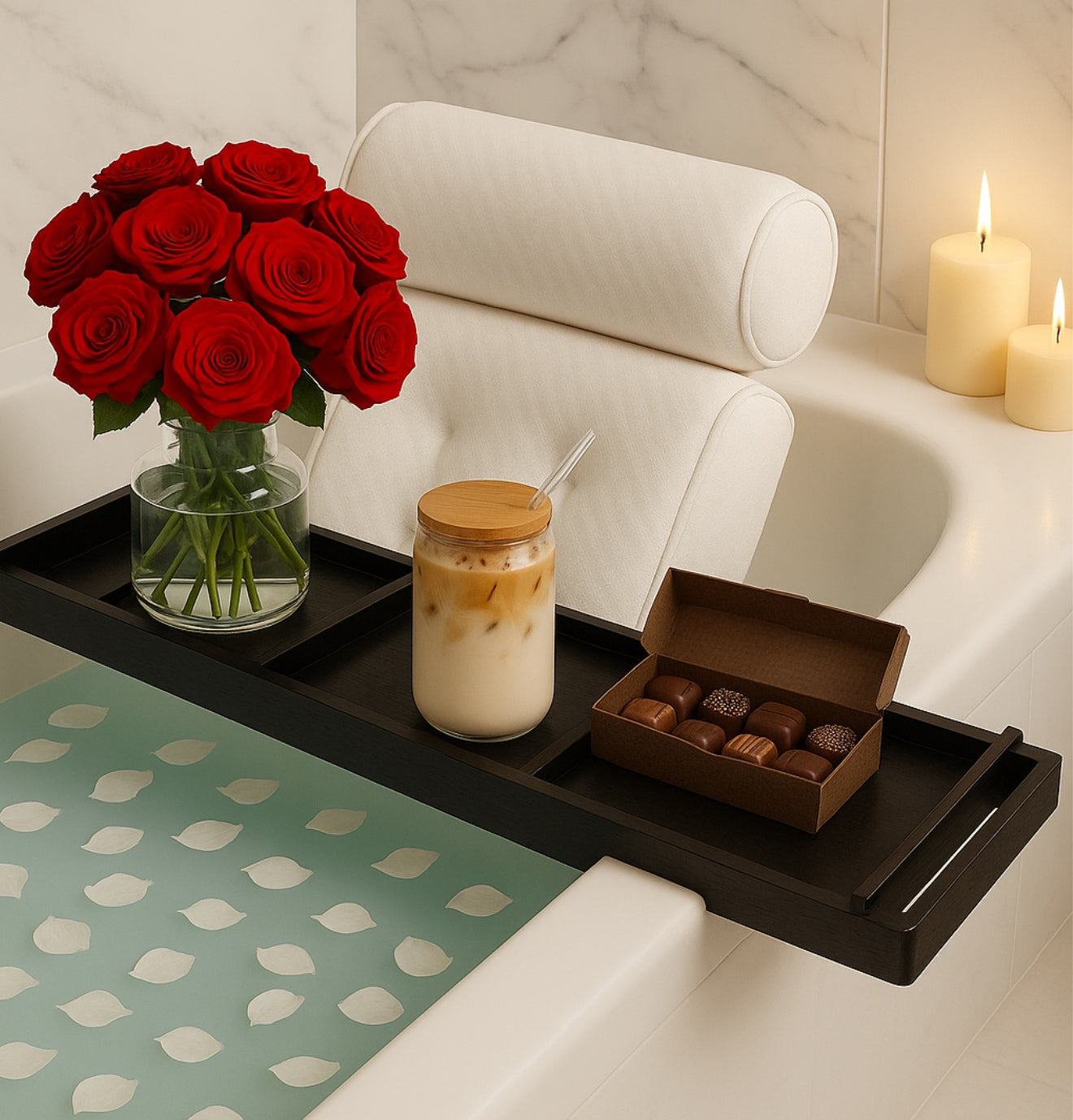 Plateau de Bain Extensible en Bambou Noir – Luxe & Sérénité