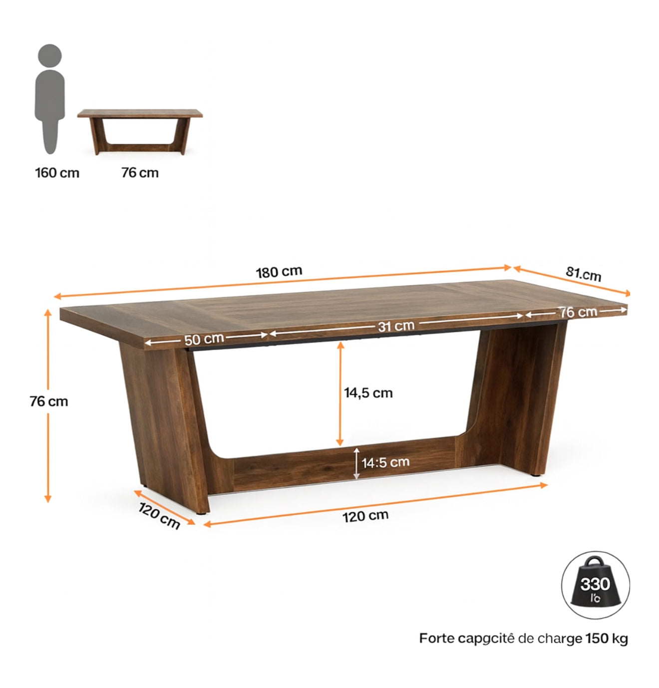 Table Noyer Parisien -180cm