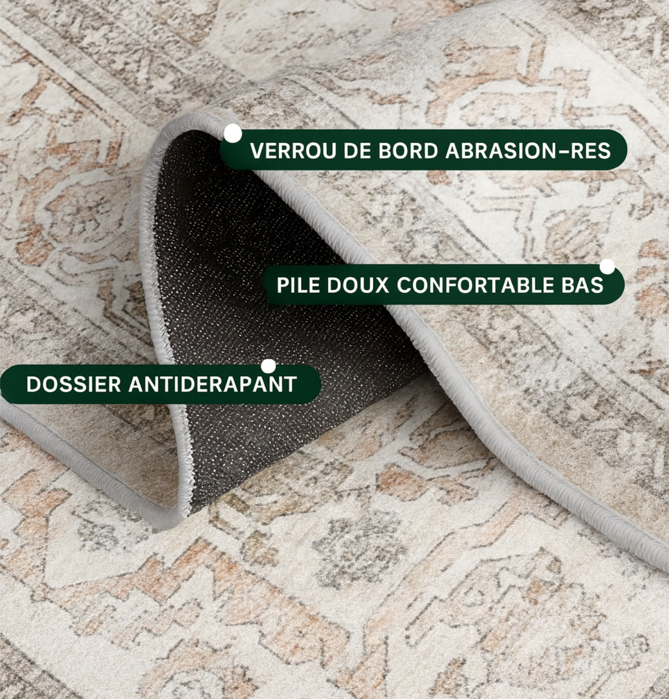 Tapis Vintage Oriental en Velours – Doux & Antidérapant