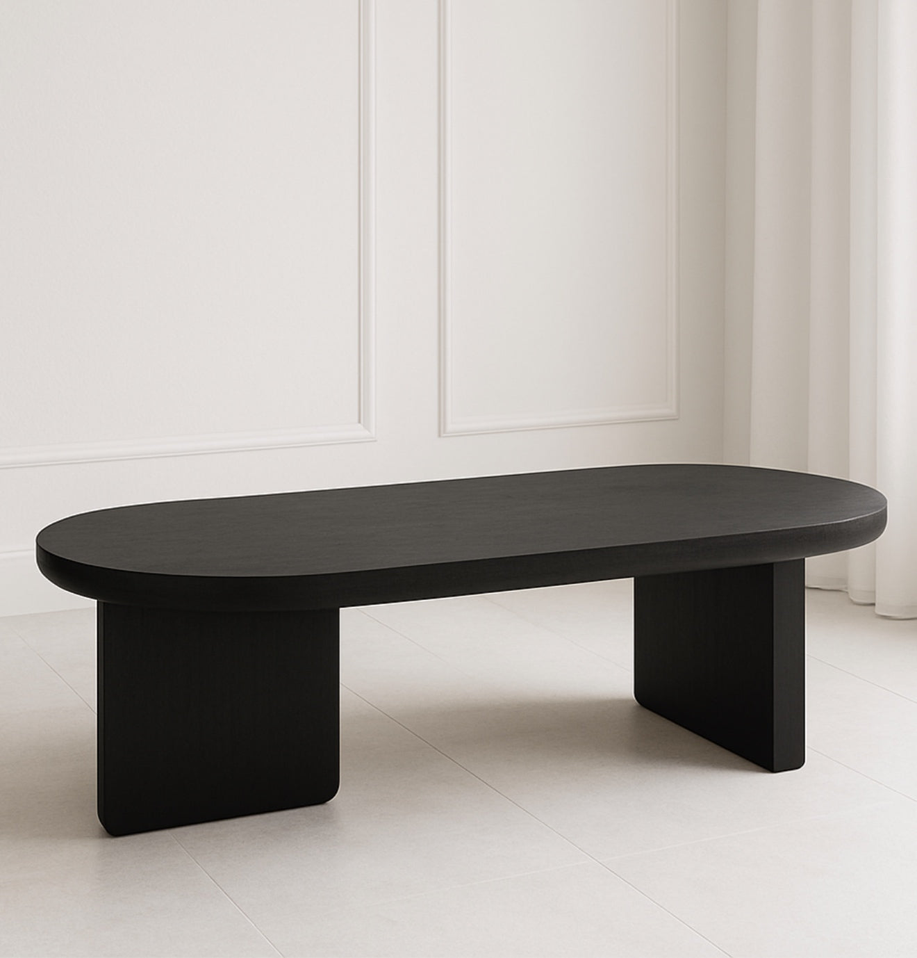 Table Basse Ovale Moderne Minimaliste – Noire