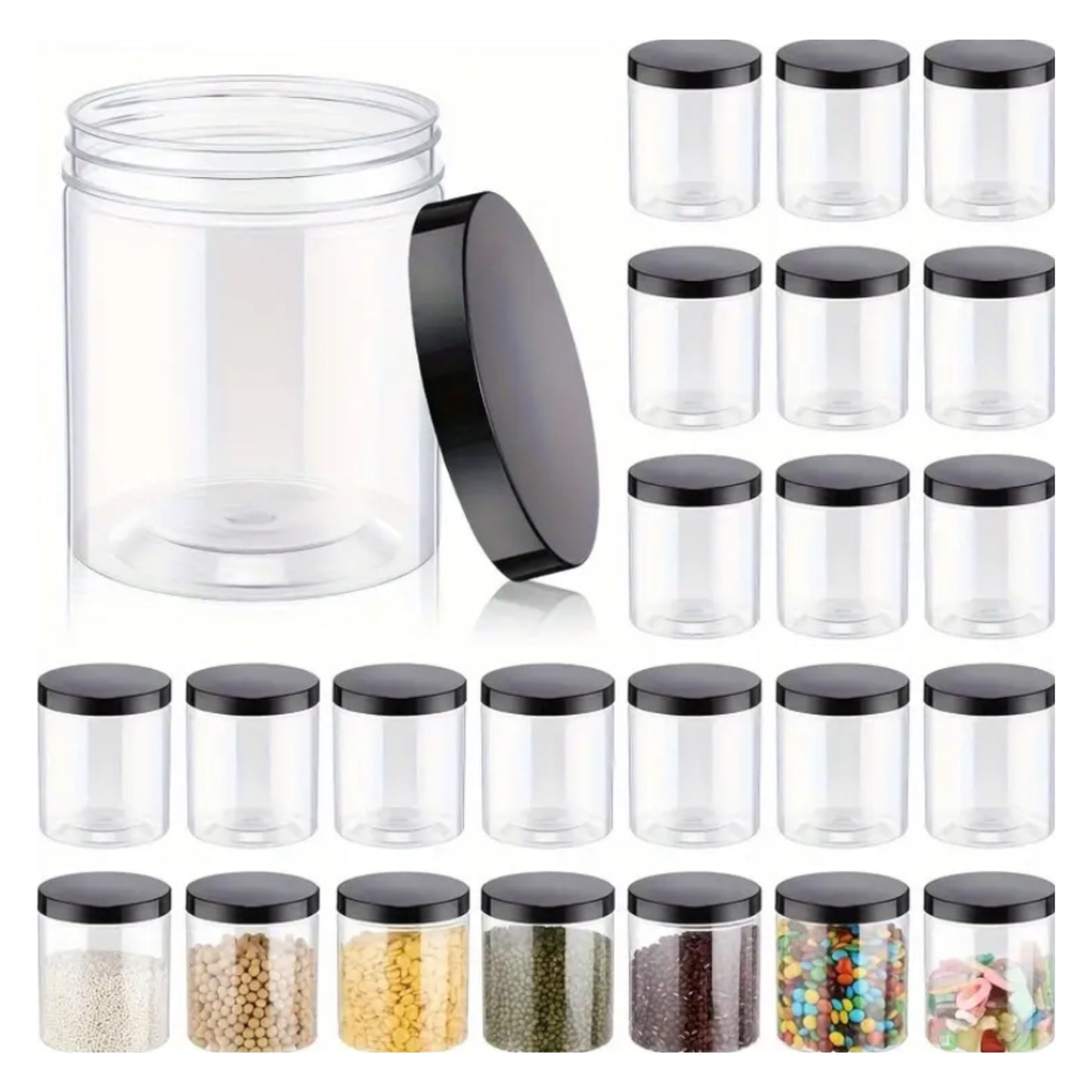 Lots of 10 Acrylic Pots with Black Lid