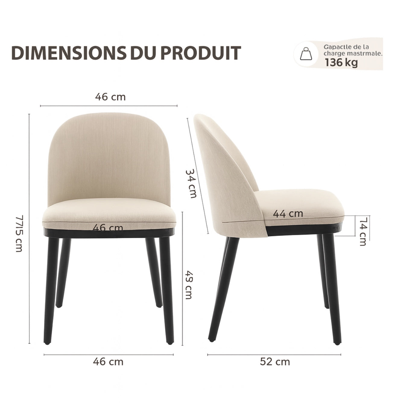 2 Chaises Harmonie Bois & Lin