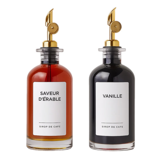 Bouteille d’Huile en Verre Avec Bec Dorée
