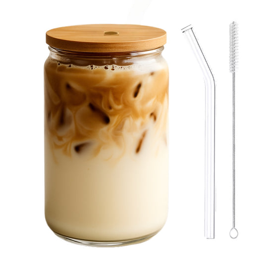 Verres Coniques et Couvercle en Bambou avec Paille