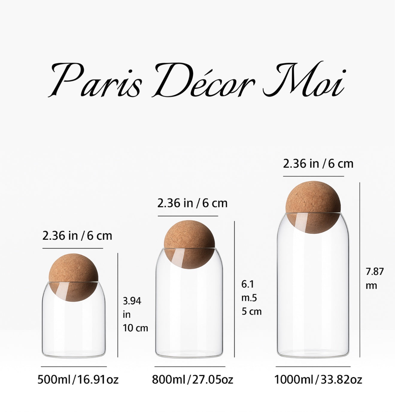Ensemble de 3 Bocaux de Rangement verre & bambou
