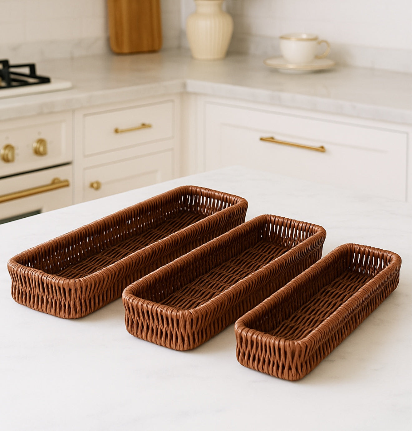 Panier de Rangement en Rotin Tissé