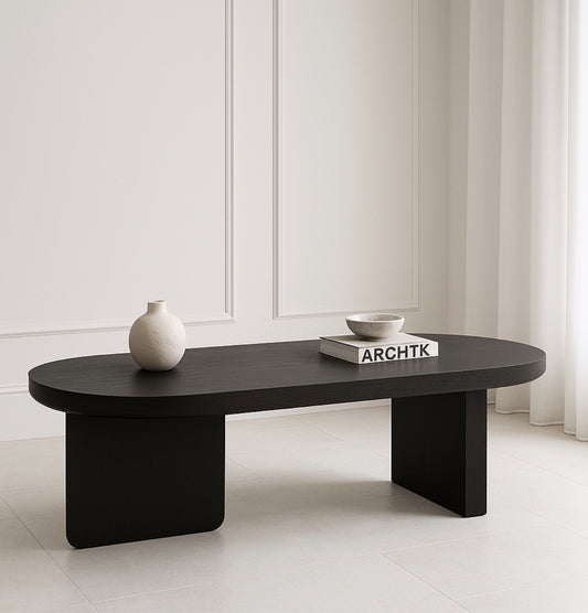 Table Basse Ovale Moderne Minimaliste – Noire