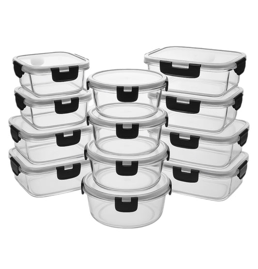 Lot de 12 boîtes de conservation en verre avec couvercles hermétiques